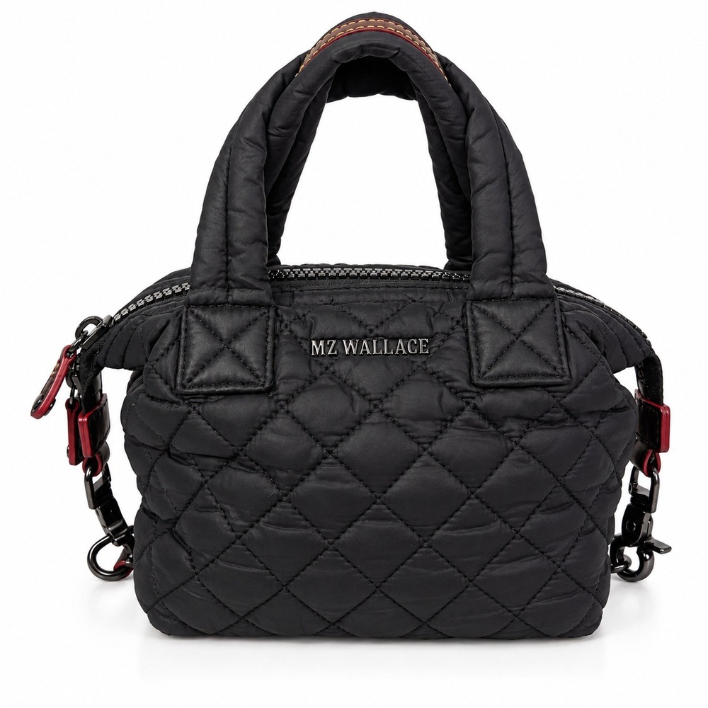 MZ Wallace Micro Sutton Black Quilted Nylon Mini Tote Bag 21255R
